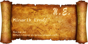 Minarik Ernő névjegykártya